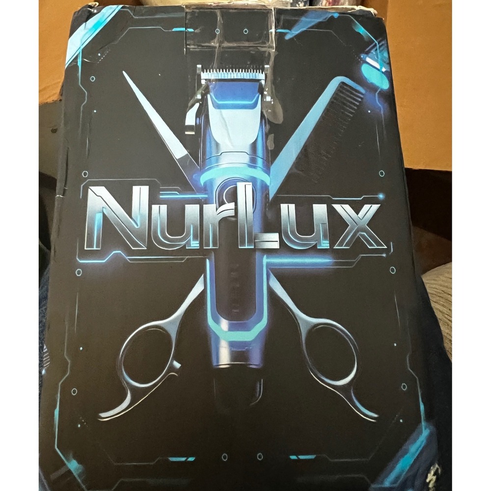 NurLux Cordless Hair Clipper Trimmer Set Black Gold T-Blade Open Box